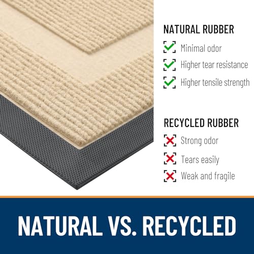 OLANLY Front Door Mat Outside 47x17, All-Season Heavy-Duty Rubber Doormat | Beige, Absorbent, Stain and Fade Resistant, Waterproof Non-Slip Backing, Low-Profile Indoor Outdoor Floor Mat for Entryway - color: Beige, size: 47" x 17"