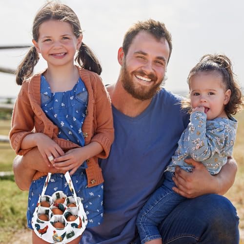Egg Collecting Basket, Egg Basket for Gathering with 7 Pouches | Canvas Chicken Egg Basket for Chicken, Duck, Goose, Bird, Various Poultry Collection (Grass-nest chicken) - style: Grass-nest chicken