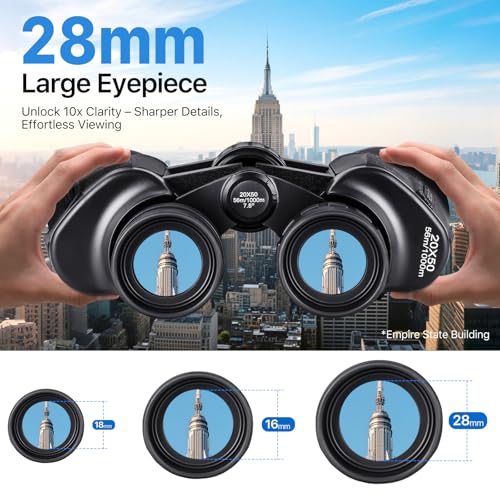 FREE SOLDIER 20x50 High Powered Binoculars for Adults, Black | With Bak4 Prism Fmc Lens, Lightweight, Portable, Waterproof, Fog-Proof, For Bird Watching, Hunting, Hiking, Concerts, Travel - color: Black