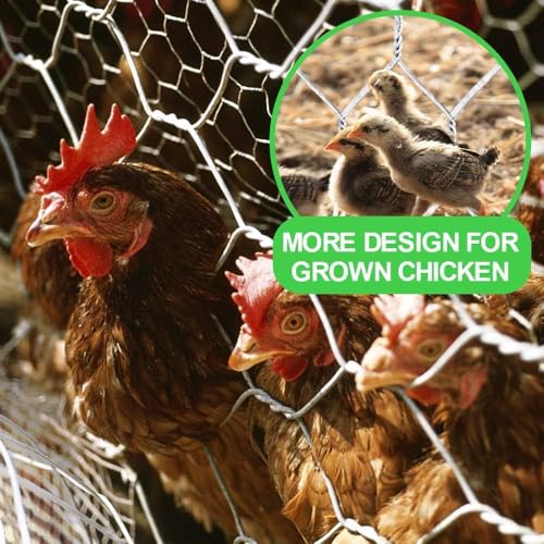Amagabeli Chicken Wire 24 in x 50ft Poultry Wire Netting Hexagonal Galvanized Mesh Garden Fence Barrier for Craft Projects, Pet Rabbit Chicken Fencing - size: 1" 24"x50'