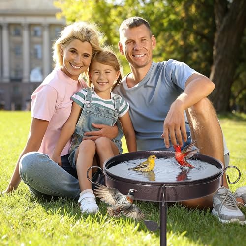 35 Inch Metal Bird Bath for Outside, 12 Inch Bowl, 5-Prong Base | Bathing and Feeding Station, Freestanding Design, Attracts Wild Birds to Patios, Lawns and Gardens - size: bird bath