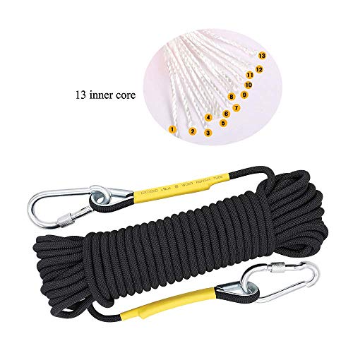 X XBEN Outdoor Climbing Rope 10M(32ft) 20M(64ft) 30M(96ft) 50M(160ft) 70M(230ft) 152M(500FT) 352M(1000FT) Static Rock Climbing Rope for Escape Rope Ice Climbing Equipment Fire Rescue Parachute - color: Black, size: 1/3 Inch x 230 Feet