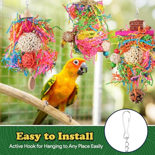 Bird Toys, Parakeet Foraging Toy, Hanging Chewing Toy, Bird Cage Accessories – Suitable for Cockatiels, Budgies, Lovebirds, Conures and Other Small Parrots - color: 3 pieces sola