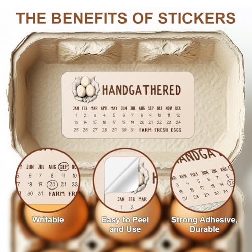 160 Pcs Egg Carton Labels, Handgathered Farm Fresh Eggs Sticker Collected Date Writable PET Adhesive Egg Packaging Sticker for Box Container Carton Farm Supplies, 2x4 Inch - color: Date of Grid