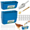 6 Pack Fence Feed Feeder 4.5 Quart Hanging Chicken Feeder Trough with Brush & Scoop Blue Goat Hanging Fence Feeders Feeder with Hooks Screws & Zip Tie for Livestock Feeding Container Goats Supplies - color: Blue, size: 6 Pack
