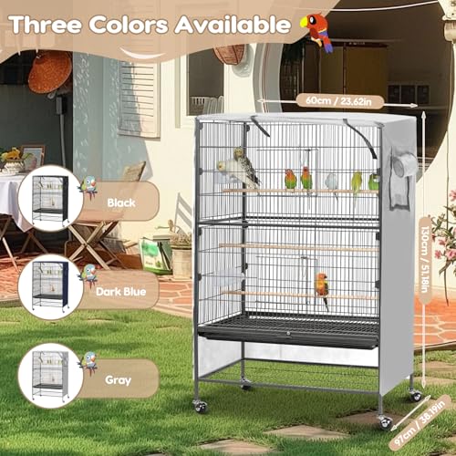 Bird Cage Cover, Large Birds Cage Covers for Night, Birds Cover for Cage with Adjustable Front Curtain, Blackout & Breathable Birdcage Covers for Parrot, Small Animals(Not Include Bird Cage) - color: Grey