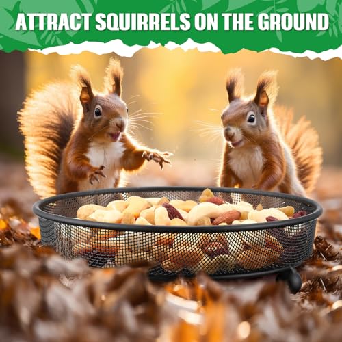 Nuogo 4 Pcs Ground Bird Feeder Tray 7 Inches Platform Bird Feeder for Outside Metal Squirrel Feeders Rust Resistant Mesh Seed Tray Garden Yard Decoration for Outdoor Wild Dove(Round) - style: Round
