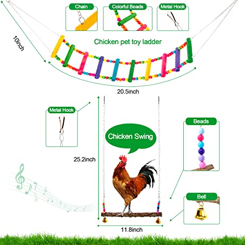 7PCS Chicken Toys for Coop Accessories, Chicken Xylophone Toy, Chicken Mirror, Chicken Ladder Bridge, Coop Swing, Vegetable Hanging Chicken Feeder, Chewing Foraging Toys, Gifts for Hens - size: 7pcs