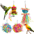 YUEPET 4 Pack Bird Shredder Toys, Foraging Toy for Birds | Paper Strips for Shredding, Small Parrot Chew Toys, Cage Hanging Hooks, For Budgies, Parakeets, Lovebirds & Cockatiels