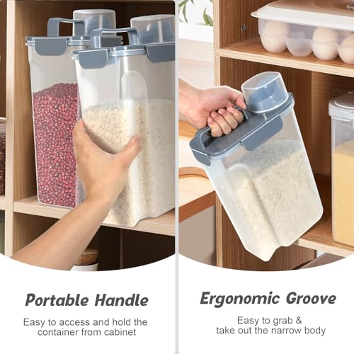 Airtight 10 Lbs Rice Storage Container Pet Dog Cat Food Holder 5 Lbs - Grey | Portable Bird Seed Dispenser Cat Food Containers with Large Pour Spout for Travel Cereal Oatmeal Holder with Measuring Cup - color: Grey-10L