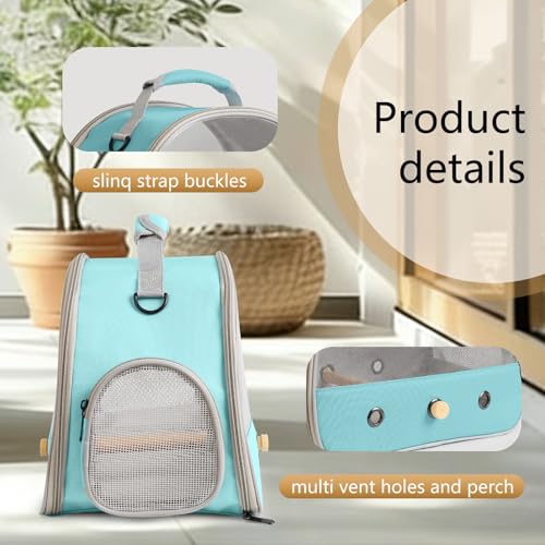 Bird Carrier, Portable Small Bird Parrot Parakeet Carrier with Standing Perch and Soft Mat, Side Access Window Collapsible (Green, Mesh Windows) - color: Green