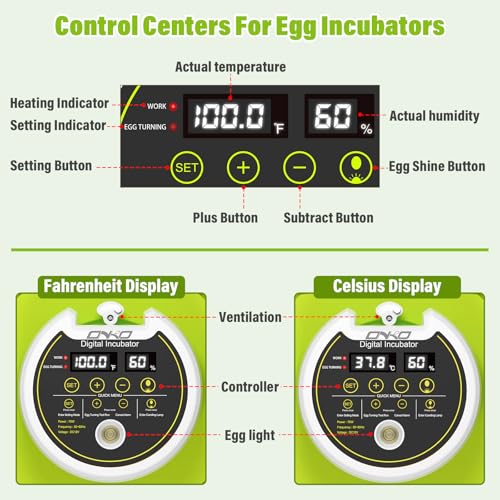Egg Incubator with Automatic Egg Turning and Humidity Control, Chicken Incubators for Hatching Eggs, Holds 18 Eggs Encabulator for Chicken, Suitable for Hatching Chickens, Quails, Ducks,Parrots,Geese