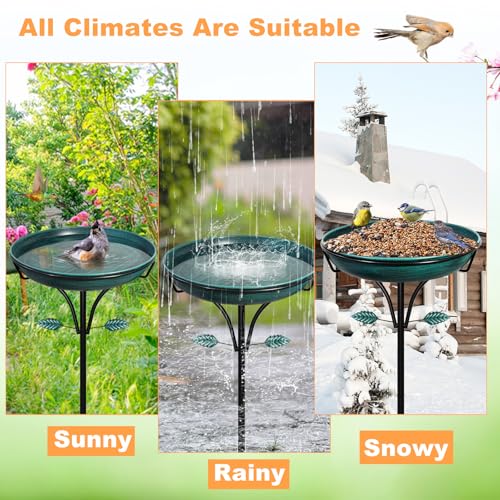 Metal Bird Bath for Outdoor, Vintage Free Standing Birdbathswith Metal Stake Stand,Detachable Bird Baths Feeder Bowl for Garden Patio Yard Lawn Decor,Upgraded 5-Pronged Base (Green) - color: Vintage Green