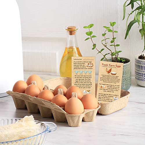 Kisston 200 Pcs Egg Handling Instruction Cards Bulk Fresh Farm Egg Care Labels 2 x 3.5'' Resuable Eggs Carton Stamp Thick Paper Design for Basket Farmstand Market Business Supplies (Simple Style) - style: Simple Style