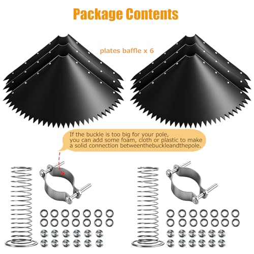 2 Pack Spring Squirrel Baffle for Bird Feeder Pole, 19 Inch | Wrap Around Squirrel Guard, Spiked Edges, Outdoor Bird Feeder Protector, For Shepherd's Hook