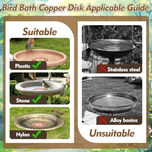 2 Pcs Copper Bird Bath Disc, Solid Copper Disk for Bird Bath, Sunflower Bird Bath Copper Disk, Natural Water Purifier for Outside Bird Bath All-Season - color: Sunflower