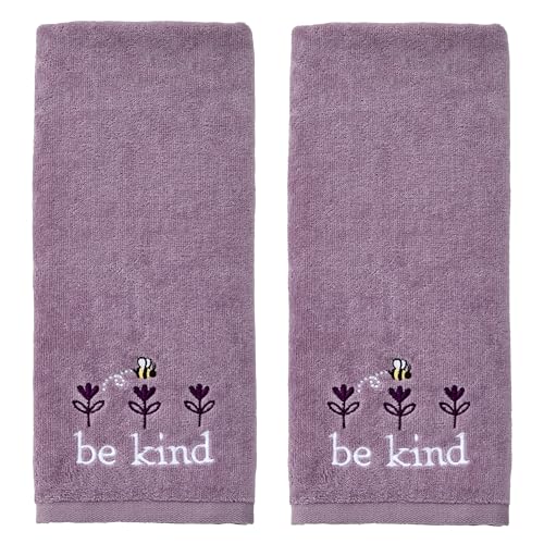 SKL Home Bee Kind 100% Cotton Embroidered 2pc Hand Towel Set, Decorative for Bath/Kitchen/Bar & Gift, Lavender - color: Bee Kind