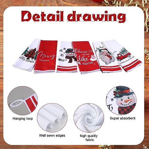 Oudain 6 Pcs Christmas Kitchen Towels Red and White Christmas Hand Towels Xmas Tree Snowman Dish Cloths 24 x 16 Inch Santa Truck Decorative Tea Dishcloths for Home Kitchen Bathroom Winter Xmas Gifts - color: Santa