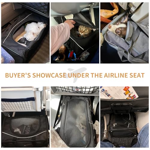 ‌Petsfit Airline Approved Pet Carrier for Small Dogs & Cats, 19x9x12 TSA Approved Carrier, with Removable Dual-Sided Padding (2-Way Placement) - Fits Under Most Airplane Seats, Escape Proof (Black) - color: Black, size: 19.0"L x 9.0"W x 12.0"H
