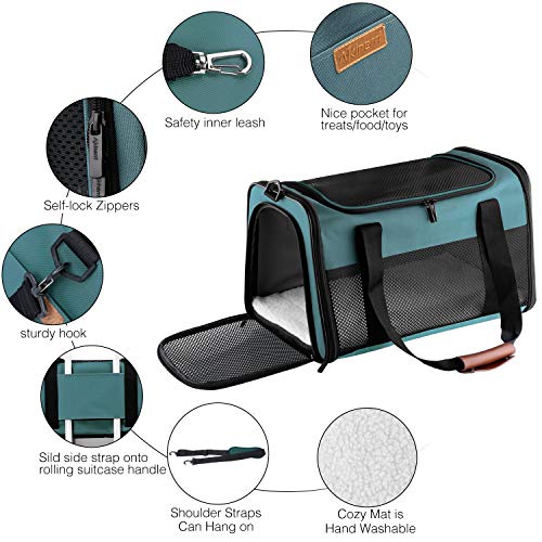 Cat Carrier - Portable Foldable Dog Pet Carrier, Soft-Sided Pet Bag up to 22 Lbs, Airline Approved Travel Puppy Carrier - color: Blue, size: 19.7"L x 12"W x 12"H