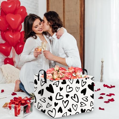Rectangular Valentines Day Gift Basket Empty,Heart Gift basket Organizer Bins for Girls Room Decor,Nursery hamper,Easter decor(Lovely black heart) - color: Lovely black heart