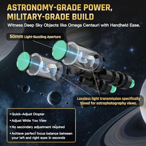 10x50 Binoculars for Adults High Powered Astronomy Binoculars Stargazing | Nitrogen-Filled IPX7 Waterproof Bird Watching Star gazing Long Distance Hunting Cruise Ship Travel Binoculars 10x50 FMC BAK4 - size: 10x50