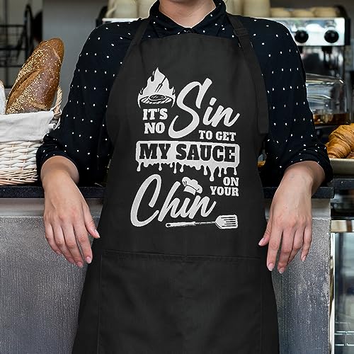 SANDJEST Funny Mens Aprons with Pockets for BBQ Grilling Cooking Grandpa Husband Apron for Birthday Christmas Father's Day - color: Cooking Lover 3