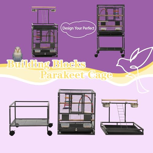 50.8'' Large Parakeet Cage,Small Bird Cage,Cockatiel Cage for Birds,Bird Flight Cages for Parakeets,Bird Travel Cage with Parrot Cage Cover,Toys,PlayTop Detach,Seed Catcher for Canary,Budgie