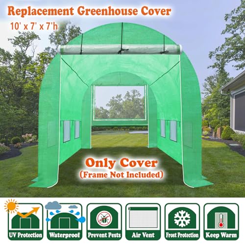 Replacement Greenhouse Cover for Walk in Greenhouse Frame Green House Top Cover (Frame NOT Included) (10 x 7 x 7ft) - size: 10 x 7 x 7ft