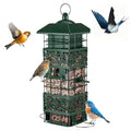 Squirrel Proof Bird Feeder, 2.8LB Weight-Activated Metal Outdoor | Weight-activated guard, metal body, clear seed tube, 4 ports, top-fill, 2.8LB capacity for outdoor backyard bird watching