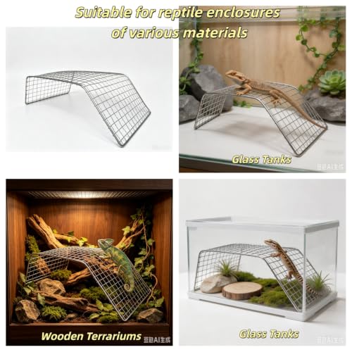 Stainless Steel Reptile Climbing Net – Basking Platform for Bearded Dragon, Leopard Gecko, Blue-Tongued Skink, Turtle – Durable Basking Rock & Ramp for Tank Accessories, Reptile Bed for Sunbathing