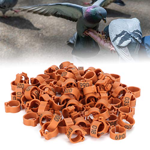 8mm Pigeon Leg Bands 0-100 Numbers Chicken Identification Leg Bands for Bantam Finch Dove Lovebird Coturnix Quail (Brown) - color: Brown