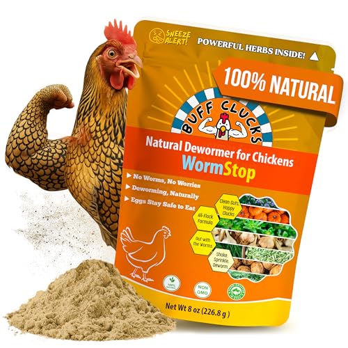 WormStop Natural Chicken Dewormer Powder – All-Natural Herbal Blend for Daily Wellness - Chicken Wormer is Safe for Eggs & All Ages - Garlic, Pumpkin Seed, Wormwood - USA (8 oz)