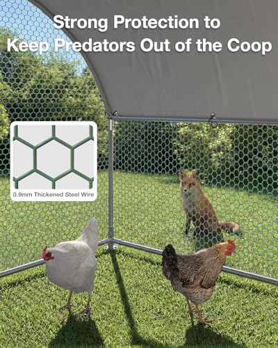 Esright Metal Chicken Coop Run, 13x10 Ft, Dome Roof | Rust-Resistant Galvanized Steel Tube with Wire Mesh, 420D Oxford Fabric Waterproof Cover - size: 156.0"L x 120.0"W x 76.8"H
