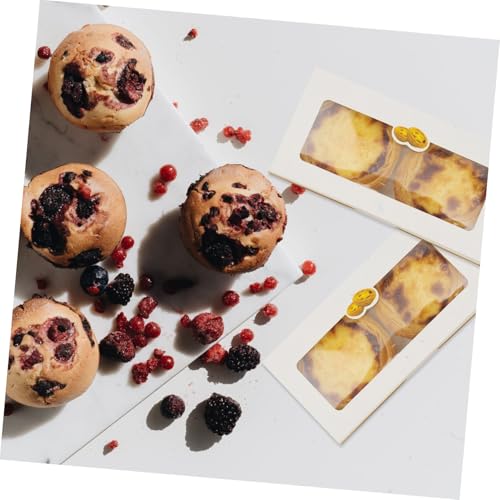 BESTOYARD Egg Tart Boxes with Window 25 pcs Bakery Box Dessert Containers with Shockproof Inserts Food Grade Paper Muffin Carriers for Mini Tarts 6.29 X 3.14 X 1.77 in