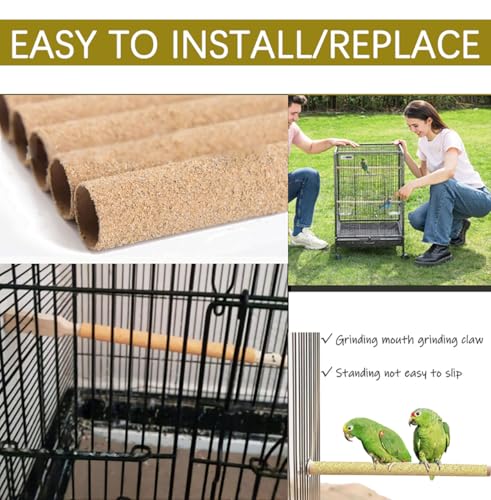 12-Pack Large Sanded Perch Covers for Parakeets,3/4" Diameter | Bird Accessories | Pet Bird Supplies | Bird Perches for Cage Parrotlets, Canaries and Other Small Birds (12pcs Large 10" L x 3/4" D) - size: 12pcs Large 10" L x 3/4" D