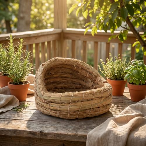 CALLARON Straw Woven Chicken Nest for Egg Laying and Breeding Cozy Henhouse Nest Box 5.91X5.51X4.33In for Backyard Poultry Easy to Clean and Assemble