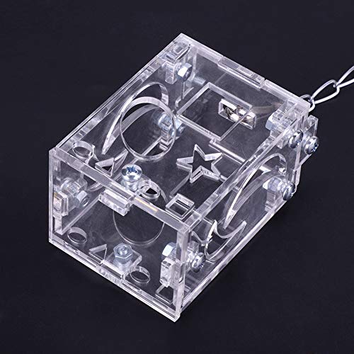 SUNGOOYUE Acrylic Bird Puzzle Feeder, Transparent Foraging Food Basket Toy, 4.5 X 5 X 7. Cm Hanging Design with Lid, Clear Acrylic Puzzle Box for Cockatiels Conures Small Birds
