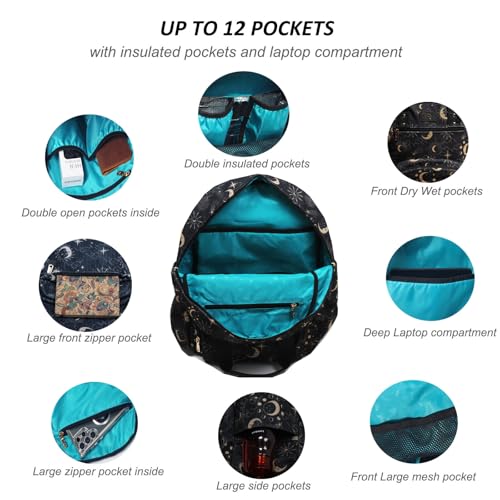Diaper Bag Backpack Corduroy Multifunction Baby Fashion Travel Pack office Laptop Bag - color: Black Moon