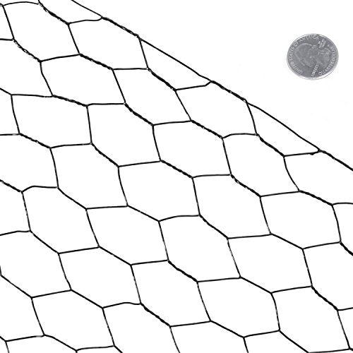 Fencer Wire 20 Gauge Black Vinyl Coated Poultry Hex Netting with 1 inch Mesh (6 ft. x 150 ft.) - size: 6 ft. x 150 ft.