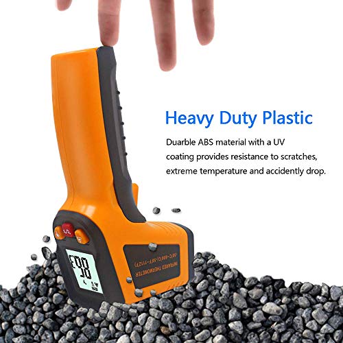 Ketotek Digital Infrared Thermometer Temperature Gun -58°F to 1112 °F(-50°C to 600°C) Handheld Non Contact IR Laser Thermometer KT600Y for Cooking Meat Refrigerator Pool Pizza Oven BBQ Food - color: Orange