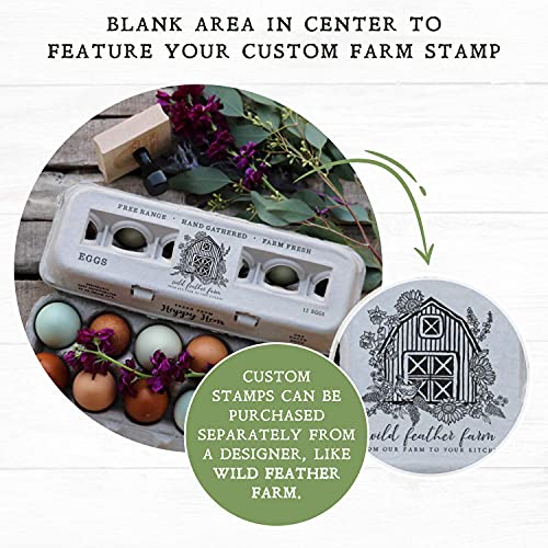 Egg Cartons- Adorable Printed Design for Farm Fresh Eggs, Recycled Paper Cardboard, Sturdy & Reusable, Holds up to XL Chicken Eggs (Blank Stamping, 25) - color: Blank Stamping, size: 25