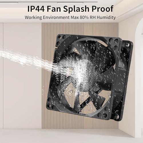 80mm Moisture-Proof 12V High Airflow Cooling Fan 2Wire 3Pin 3500RPM 2-Pack | Compact IP44 Square Fan for High Humidity Areas & Equipment Cooling - PC PSUs, Incubators, RV Fridges, Underground Garages