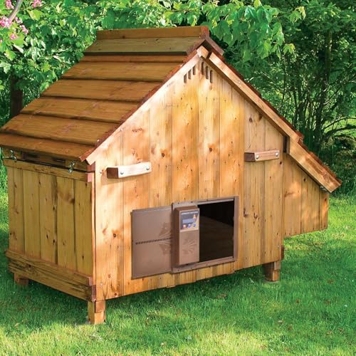 Programmable Chicken Automatic Door with Timer and LCD Display Double Power Supply(USB Charging/Battery Holder) Chicken Coop Door Anti-Pinch Protection for Poultry Coffee