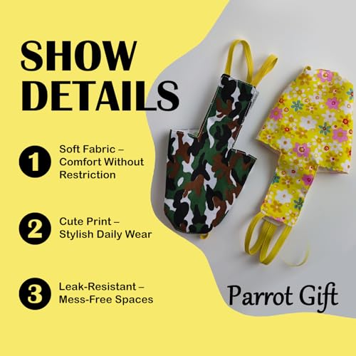 Bird Flight Harness Vest, Snap-Fastener Design Harness Vast, Bird Flying Clothes with Rope and Handle for Parakeets Cockatiels Conures Budgies（Yellow Flower - Vest + Traction M - color: Yellow flower, size: M
