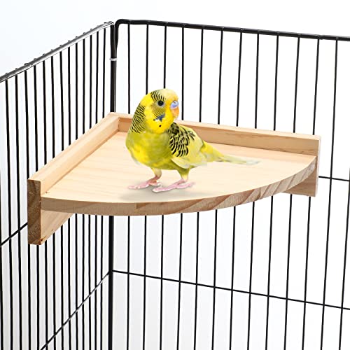 Wettarn 6 Pcs Bird Perch Platform Bird Corner Parrot Perch Corner Wooden Stand Sector Playground Cage Accessories Shelf for Parakeet Conure Cockatiel Budgie Gerbil Rat (7.1 x 7.1 Inch,Platform) - color: Platform, size: 7.1 x 7.1 inches