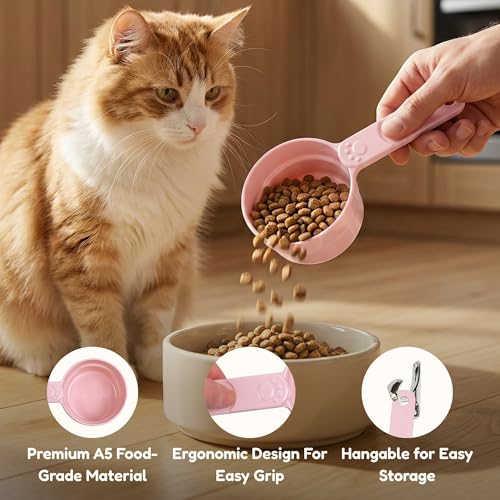 1/2 Cup Dog Food Scoop, Extra Long Handle Sturdy Melamine Pet Food Measuring Scoop with Clear Marking Lines, BPA-Free, Shatterproof, Dishwasher Safe (Pink, 1/2 Cup) - color: Pink, size: 1/2 Cup