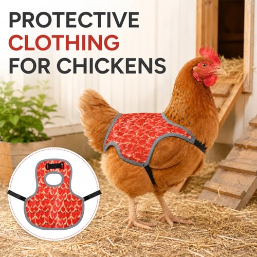 Chicken Saddle for hens Chicken Apron Back Protector | Adjustable Strap, Chicken Back Hen Protector Saddles, Jacket Clothes Feather Print Pattern, for Farm Accessories