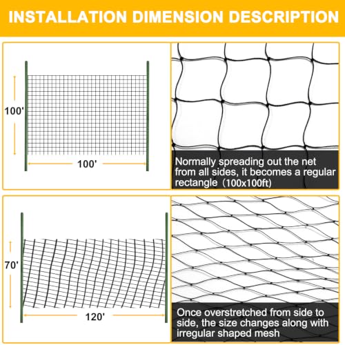 BSTPCOO 100'x100' Bird Netting for Chicken Coop, Heavy Duty Nylon 1" Mesh | Poultry Netting Chicken Nettings Roof Hawk, Deer Fence Garden Net for Fruits Trees Plant Against Birds, Deer, Squirrel - size: 100'×100'-1''