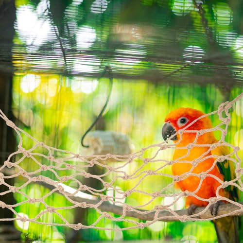 ORFOFE Bird Climbing Net Parrot Hanging Net Rope Hammock Pet Climbing Toy for Hamsters Parakeets Cockatiels Small Animals 21.65 X 17.32 in 4 Hooks